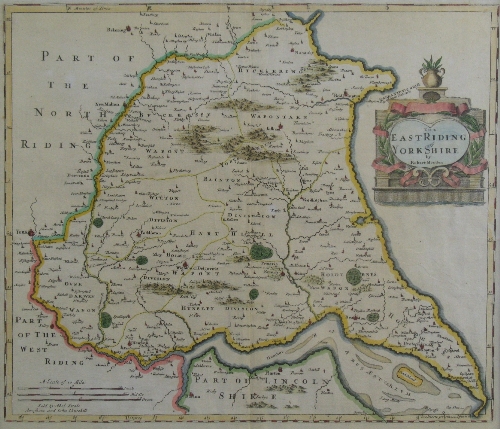 After Robert Morden (18th Century), map of The East Riding of Yorkshire with hand coloured