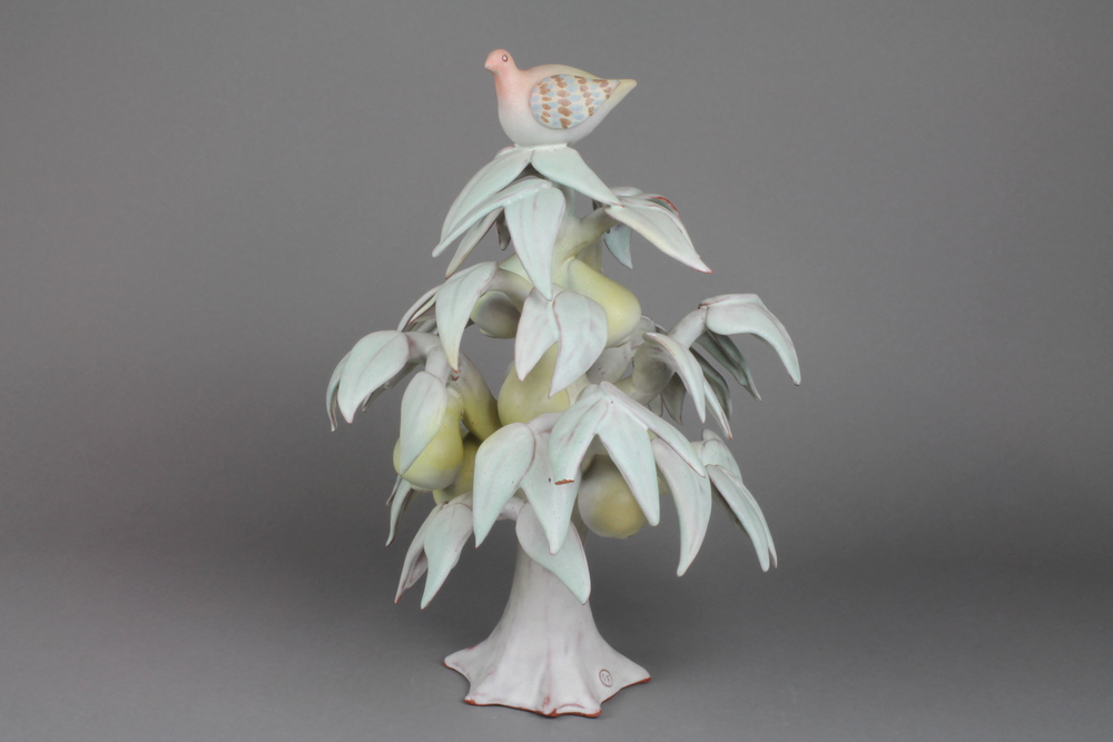 Tessa Fuchs, an earthenware study of a partridge in a pear tree 12"" (f)
