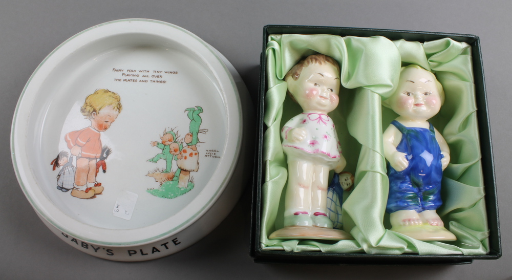 A pair of reproduction Shelley Mabel Lucie Attwell figures of children - Lillybet and Lil Bill 4"",