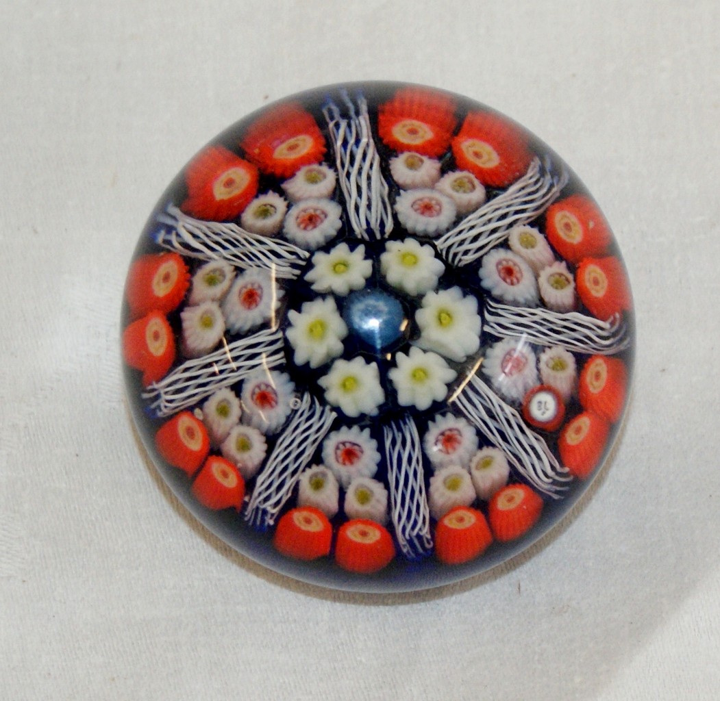 Signed Millefiori paperweight, age related wear to base, and appears to be signed S 78?