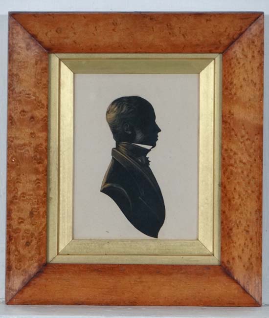 Victorian Scottish Silhouette ,
Gilt highlighted,
Portrait bust of a C 1850 gentleman looking right,