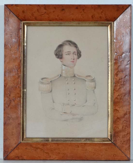 Benjamin Baldwin (fl. 1826-1847),
Miniature  in pencil and watercolour,
Portrait bust of a