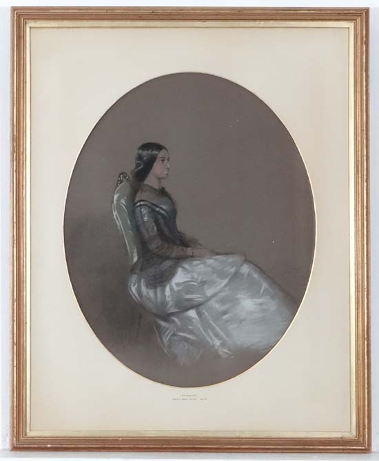 Edward Robert Smythe (1810-1899)
Pastel and chalk, an oval
' Tranquility ' portrait of a seated lady