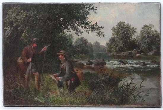 Walter Wallor Caffyn (1845-1898) Angling School
Oil on canvas
The Rolfes trout fly- fishing 
Shows