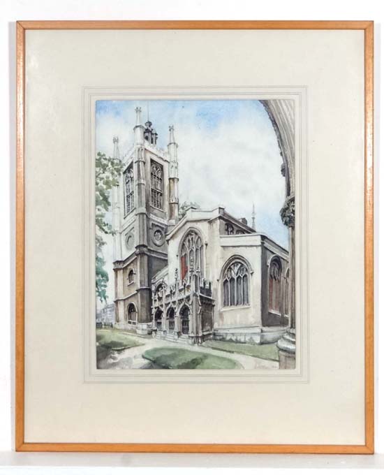 ? Bestties (?)1946
Pencil , watercolour and gouache
A gothic Church with square tower
Signed and