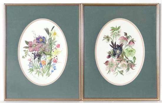 M Rosevear Vine XX
Watercolour , a pair of ovals
' Helleborus' and ' Spring Medici Society Hold