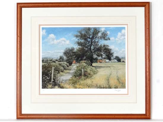 Mervyn Goode (1948)
Signed limited edition coloured print 15/295
' Summer Farm '
Numbered and signed