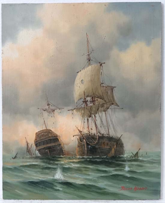 James Hardy XX Marine School
Oil on board
The victor won , a sea battle of two ships alongside