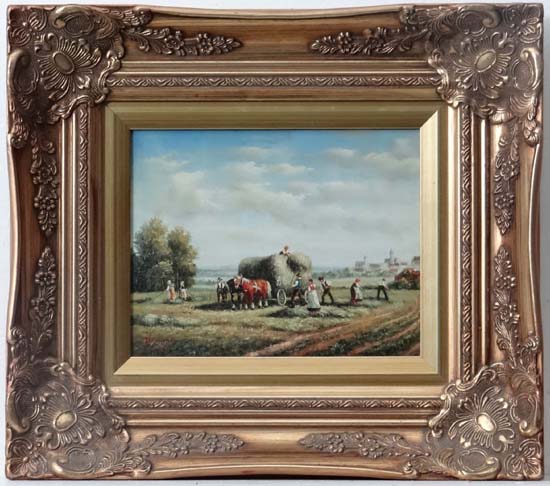 I Selvin XX
Oil on panel
Loading the haycart
Signed lower left
   CONDITION:  Please Note -  we do