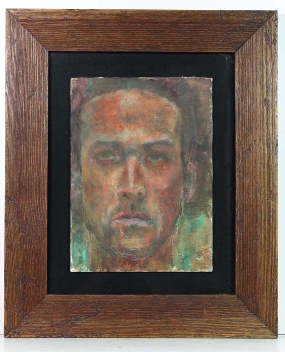 Mid XX
Acrylic on board
Portrait of a young man
10 3/4 x 7 3/4
   CONDITION:  Please Note -  we do