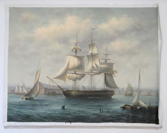 James Hardy XX Marine School
Oil on canvas (unstretchered)
Late XVIII Century Warships in