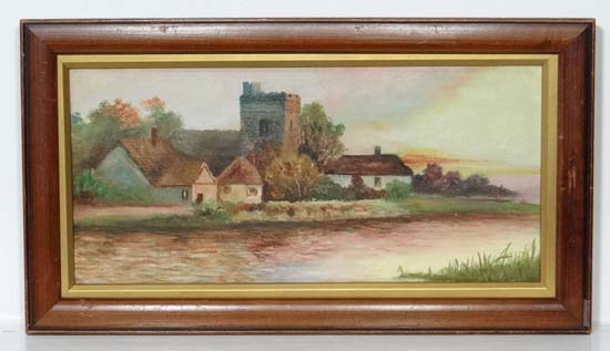 Indistinctly initialed Early XX English School
Oil on canvas
Scene of the River Ouse Cambs ?