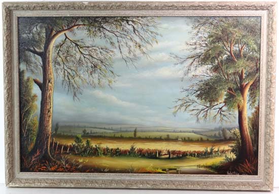 Valentine 1964
Oil on board
A country Vista
Signed and dated lower right
19 1/4 x 291/4"