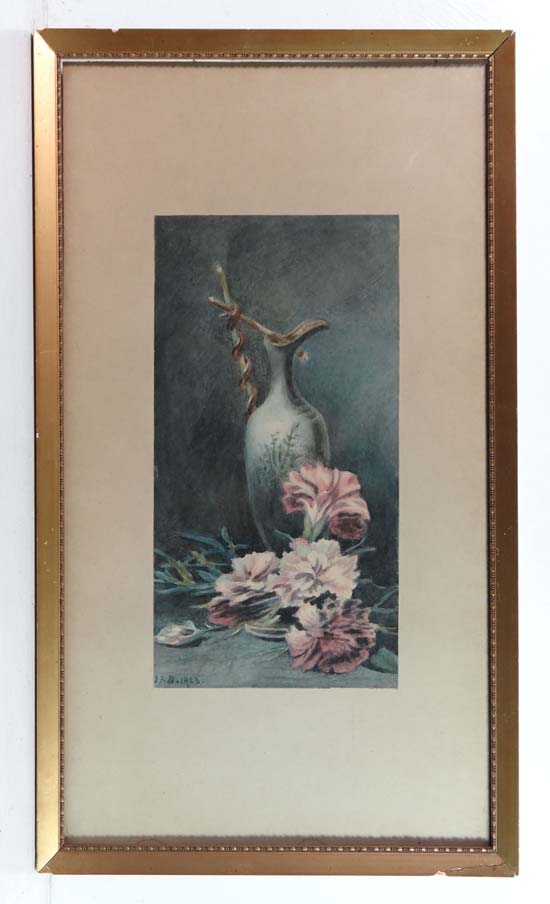 J. A. B. 1923
Watercolour
Carnations and ewer
Signed and dated lower left
13 x 6 3/4"
   CONDITION: