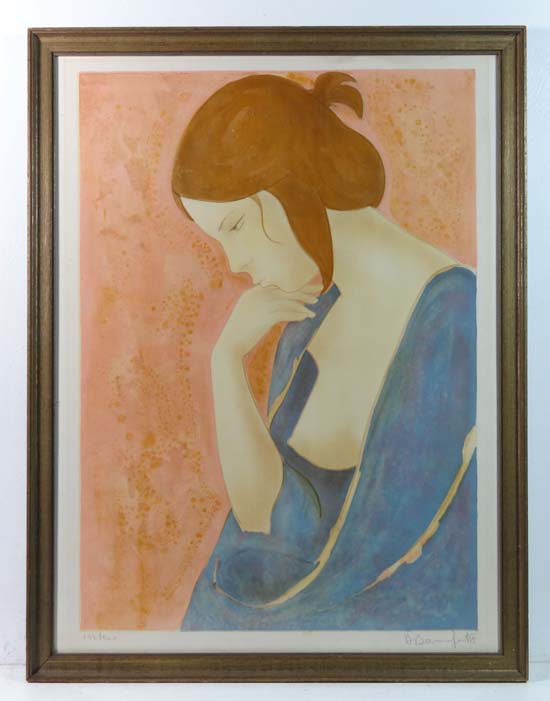 A Bomforths (XX)
, Limited edition lithographic print (197/200
Lady in contemplation, 
Signed in