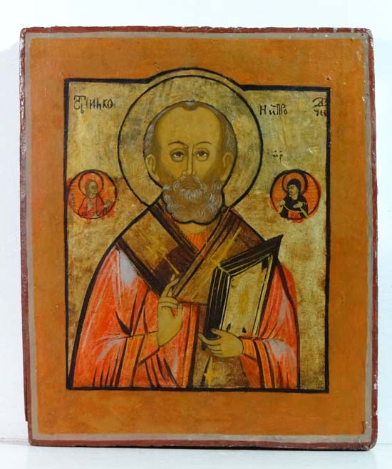 Russian Icon : an 18thC Palekh School Icon of Saint Nicolas ( San Nicola ) The Wonderworker depicted