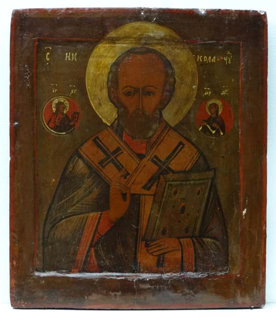 Russian Icon : an 18thC Palekh School Icon of Saint Nicolas ( San Nicola ) The Wonderworker depicted