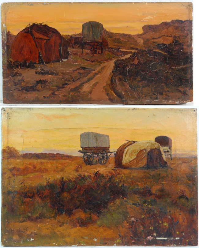 H. J. Sutcliffe 1892 North American School ?
Oil on canvas
North American ? pioneer's encampment