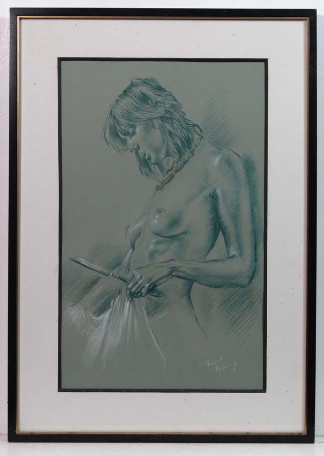 F Mataing Early XX
Pastel on paper
'Nude with Mirror '
Signed lower right and titled verso
17 x 10