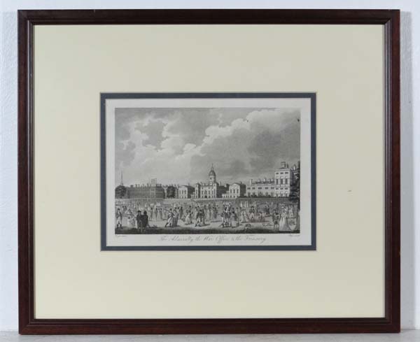 J Pass after Edward Pugh Engraving `The Admiralty , The War Office & The Treasury ` View in St