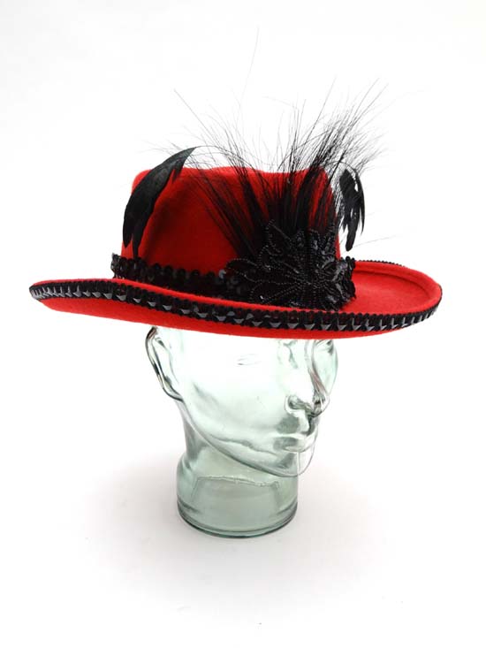 Designer Hat / Millinery : a boxed Kokin? USA Red 100% wool no. WPL 4384 hat of cowboy style with