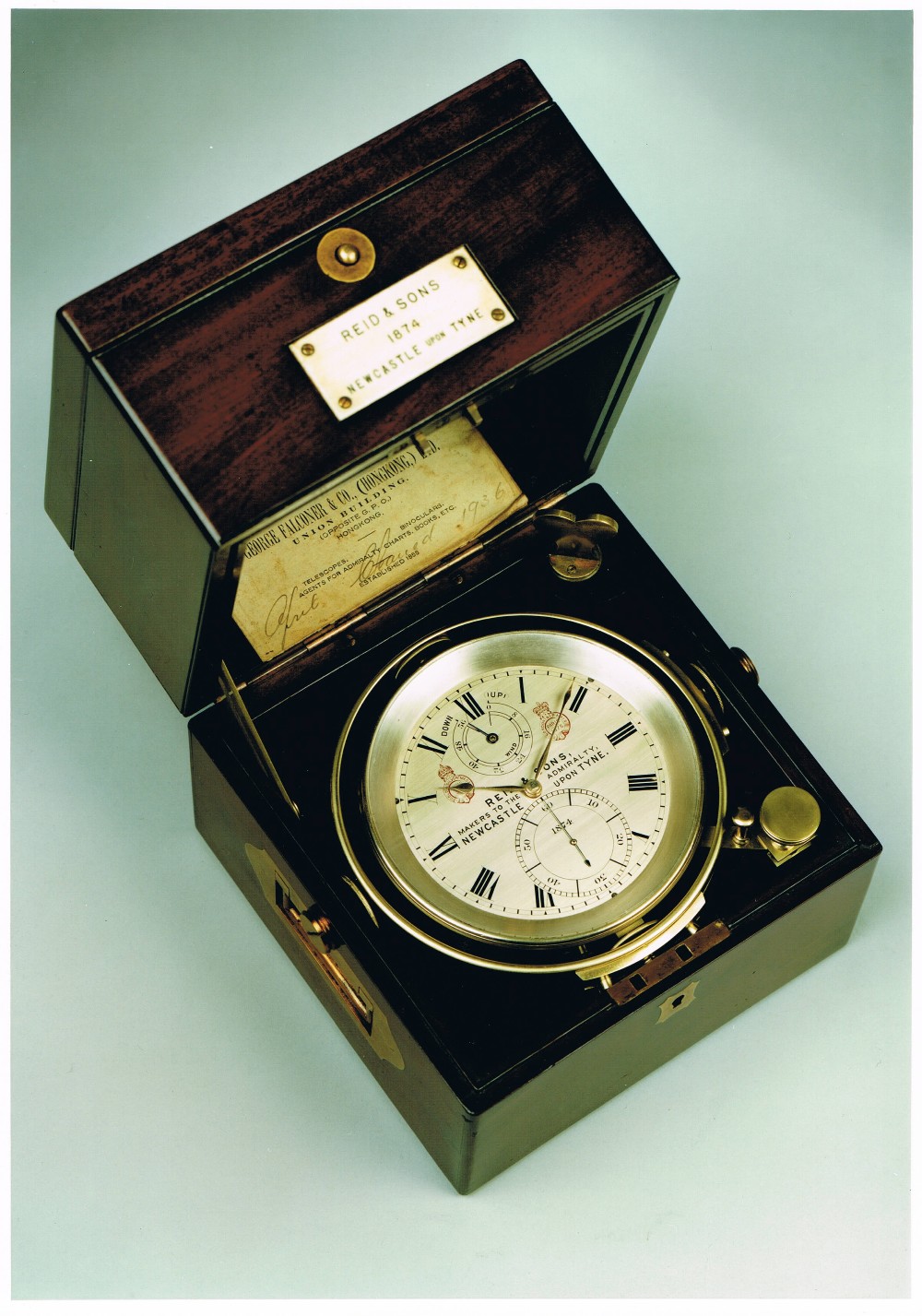 A 2-DAY MARINE CHRONOMETER BY REID AND SONS, ENGLAND, 1875. W: 7.00 cm (3 inches) H: 7.50 cm (3