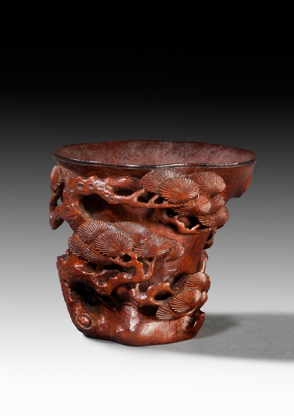 A RARE BAMBOO LIBATION CUP, 17TH - 18TH CENTURY. W: 11.1 cm.
Flaring towards the mouth and of