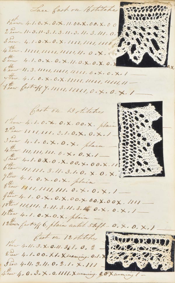 Manuscript. A hand-written book of knitting patterns, early 19th century, 63pp., written on rectos