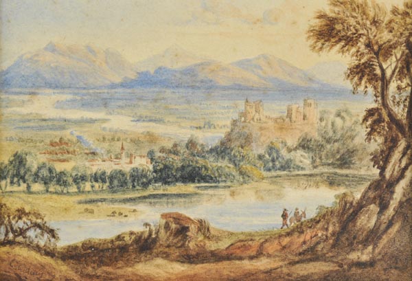 *Fielding (Anthony Vandyke Copley, 1787-1855). Italianate landscape, watercolour, showing a river