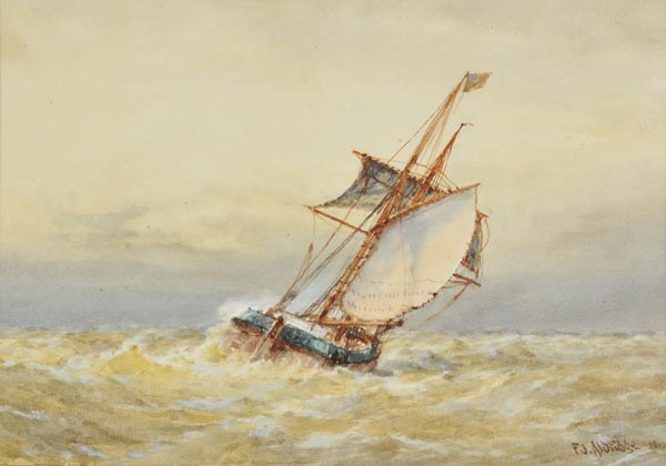*Aldridge (Frederick James, 1850-1933). Fishing Boat in choppy seas, watercolour, heightened with