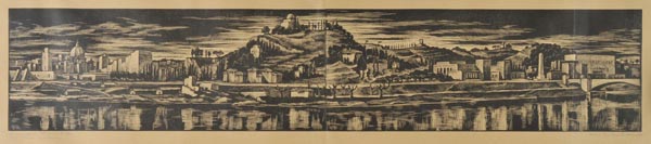 *Buzzacchi (Mimi Quilichi). Panorama of Rome, 1947, uncoloured woodcut, signed, titled and
