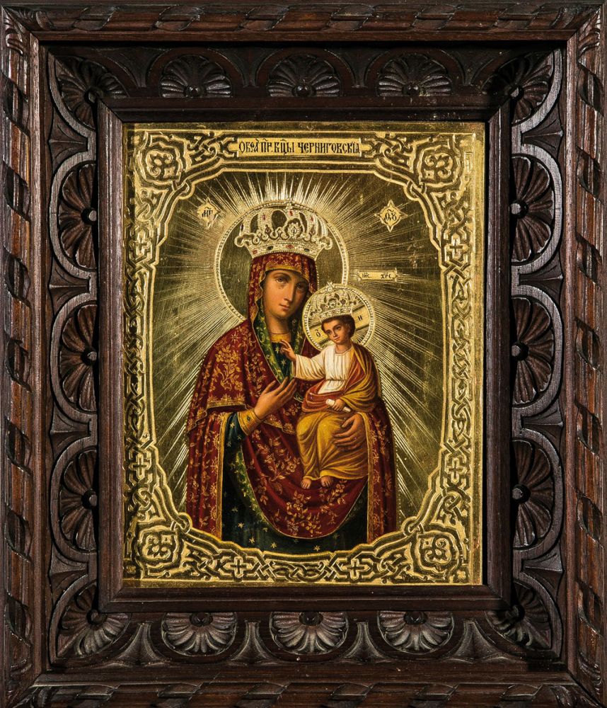 The Mother of God of Tshernigov. Russia, circa 1900. Tempera on gesso on wood panel. The Mother of