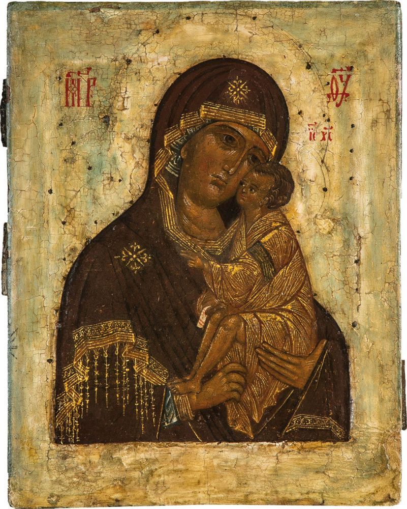 The Donskaya Mother of God. Russia, 18th century. Tempera on gesso on wood panel with kovcheg.