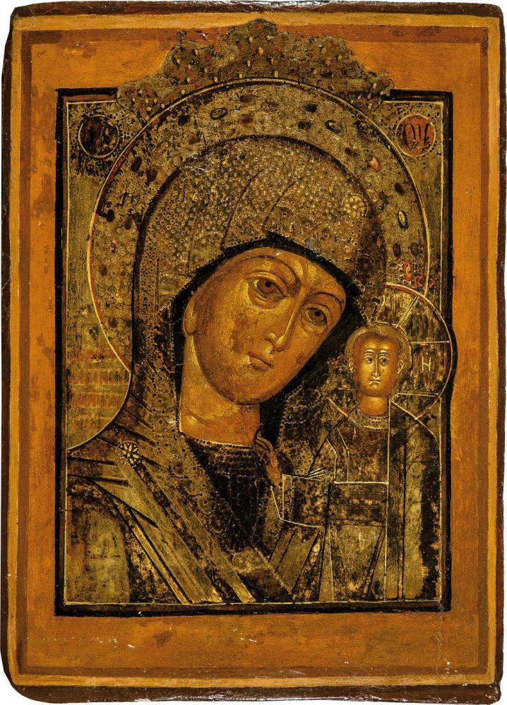 The Kazanskaya Mother of God. Russia, 19th century. Tempera on wood panel with gesso. The Mother