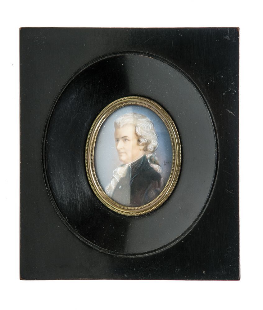 Miniatur von Wolfgang Amadeus Mozart 2. Hälfte 19. Jh. In Gouachetechnik polychrom und fein
