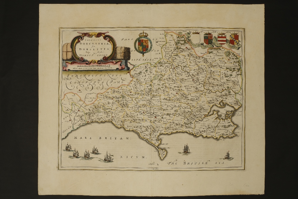 JOAN BLAEU: "Comitatus Dorcestria", published in the Atlas Novus, a new atlas of the British Isles