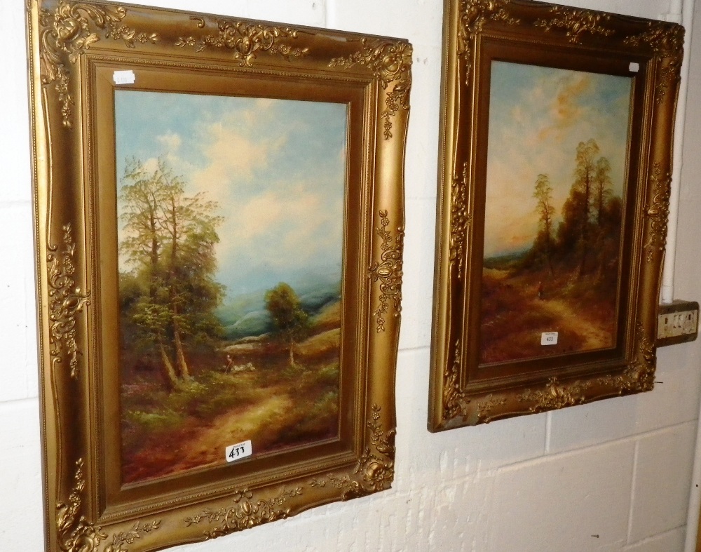 A pair of early 20th century landscapes in gilt frames