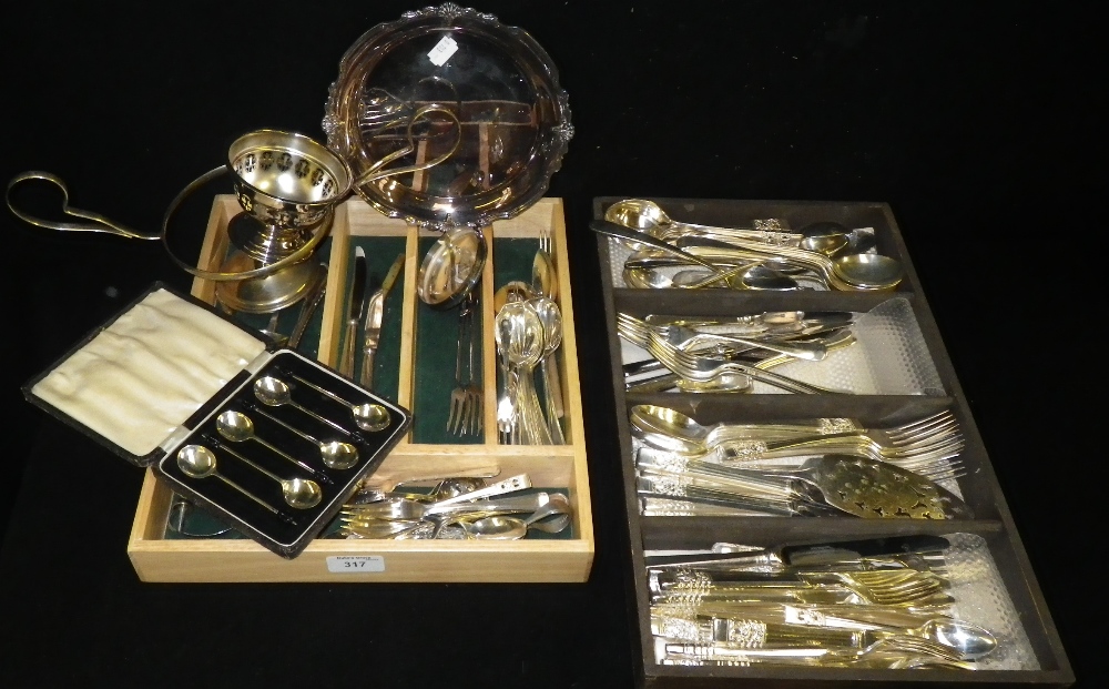 A quantity of assorted cutlery and similar plated wares
