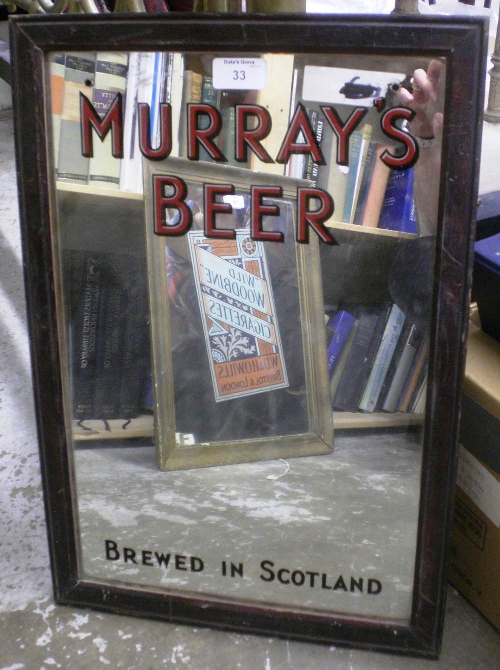 A Murray`s Beer advertising mirror, `Brewed in Scotland`