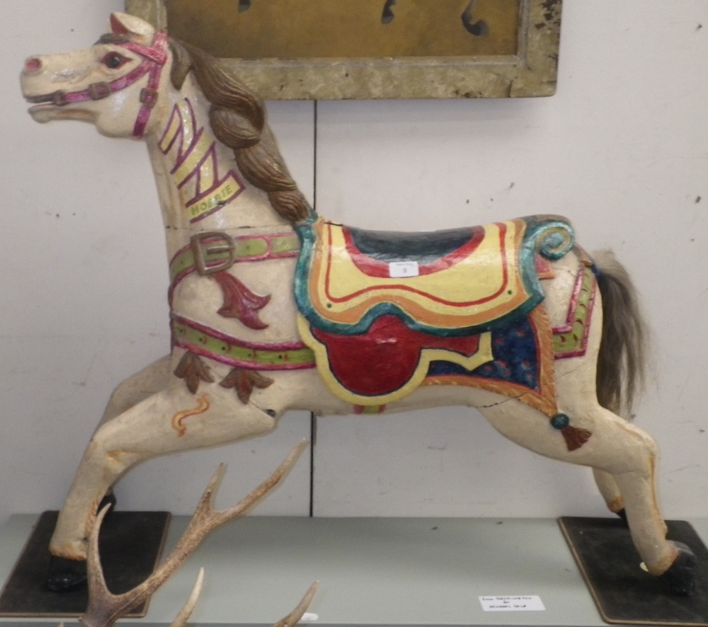 A late 19th/early 20th century fairground carousel `Galloper Horse` hand painted decoration