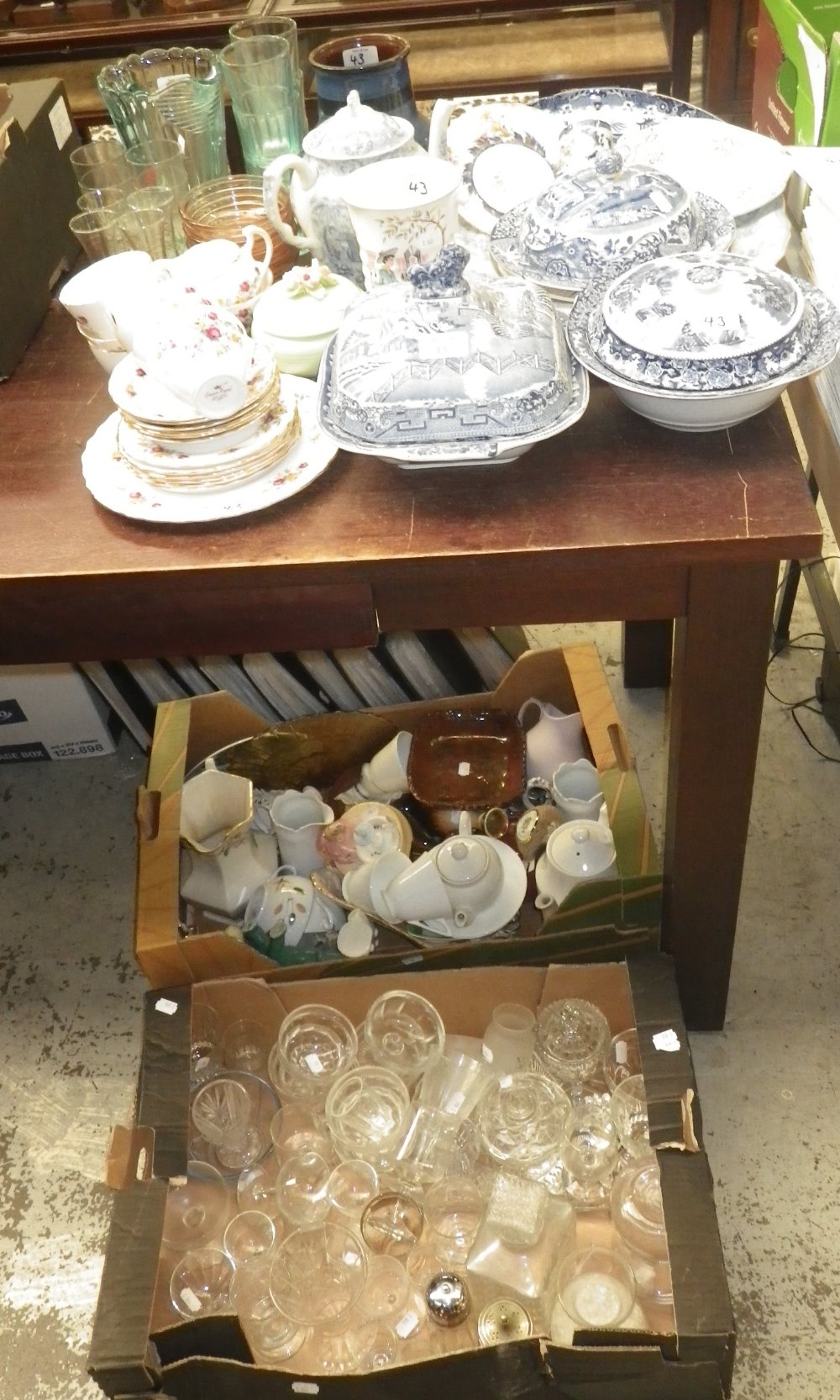 An 18th century coffee can, a quantity of blue and white ceramics and a large quantity of ceramics