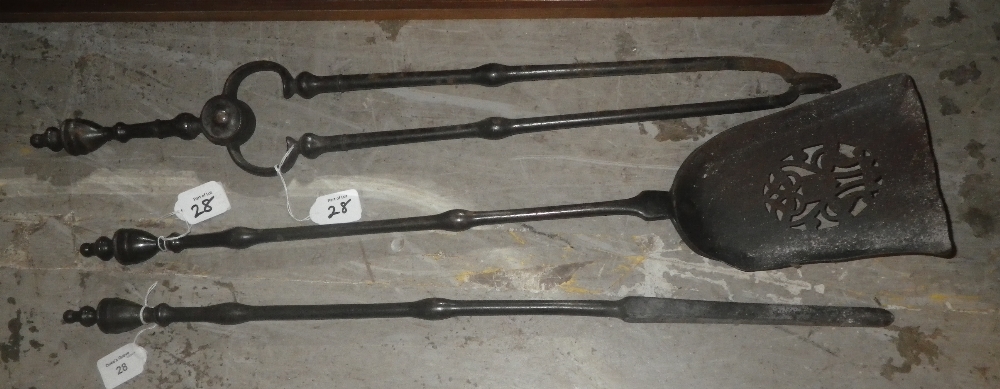 A set of three George III steel fire irons