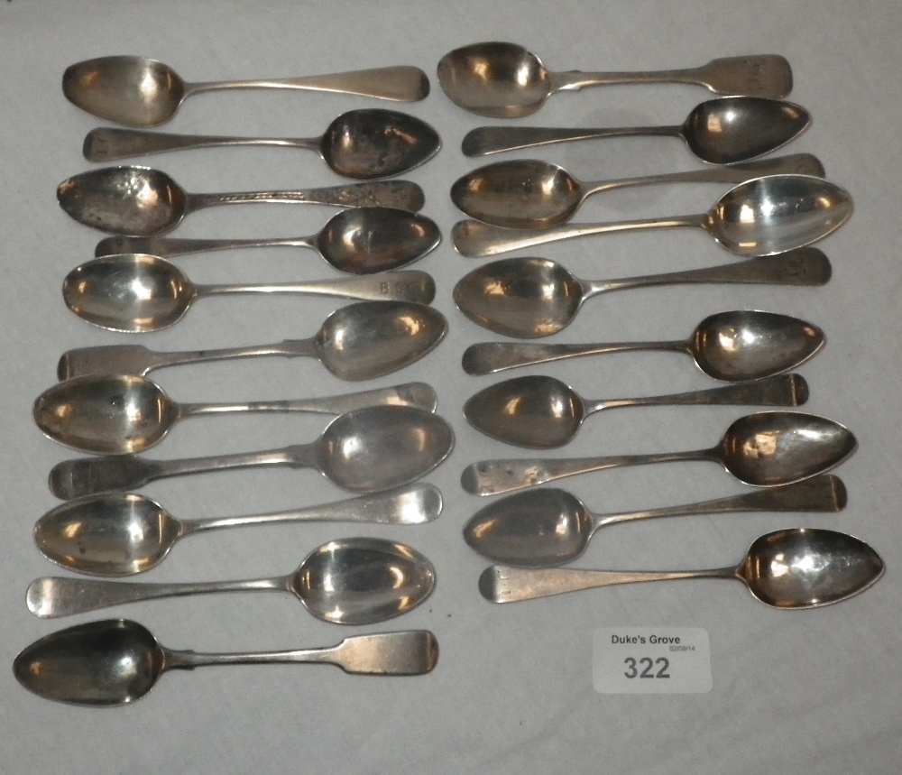 A quantity of mixed George III and later silver teaspoons of various dates and makers