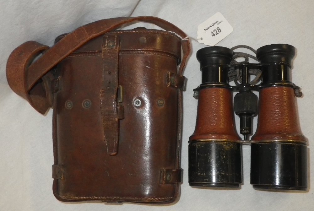 A cased pair of World War I binoculars, inscribed `61525`