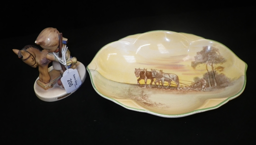 A Royal Doulton series ware dish and a Hummel figure `Prayer Before Battle`.