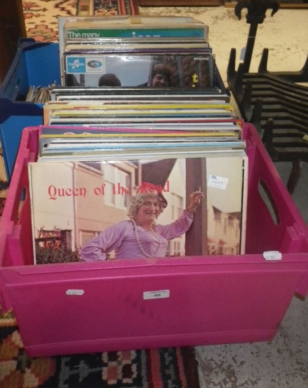 A large quantity of LP records including `The Animals` and a collection of single 45rpm records (two