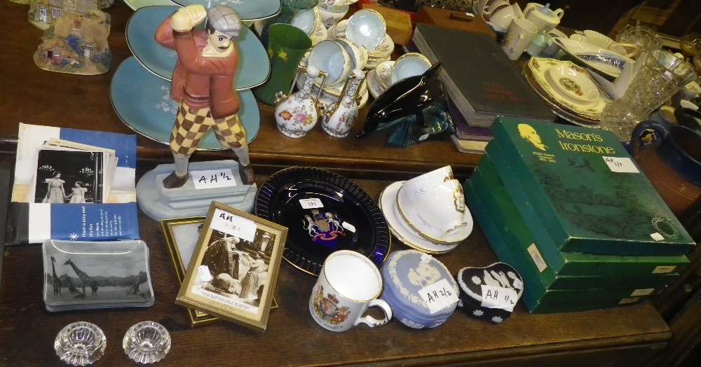 A Wedgwood jasperware box and cover, another similar, a collection of Mason`s plates, a quantity