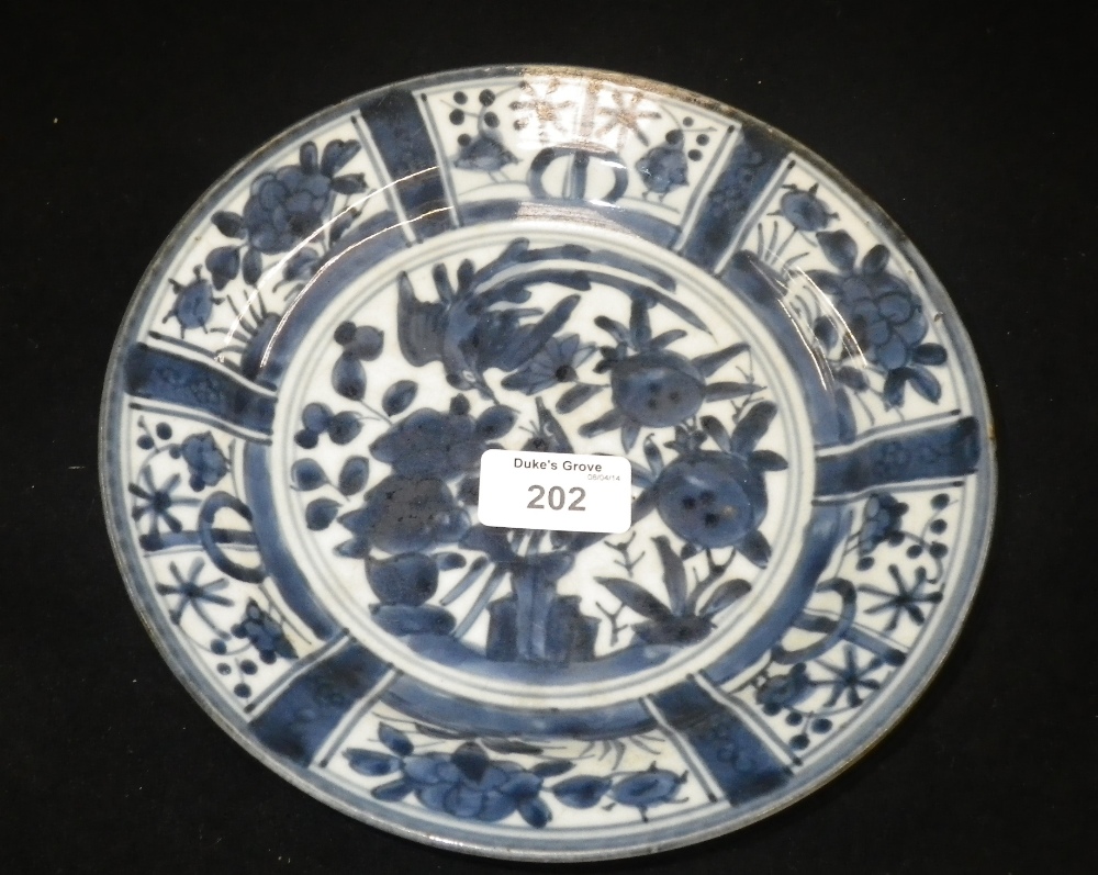 A Japanese Arita blue and white dish .