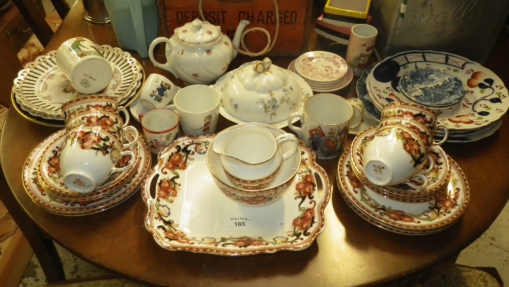 An Edwardian floral decorated teaset, a collection of children`s ceramics and other similar ceramics