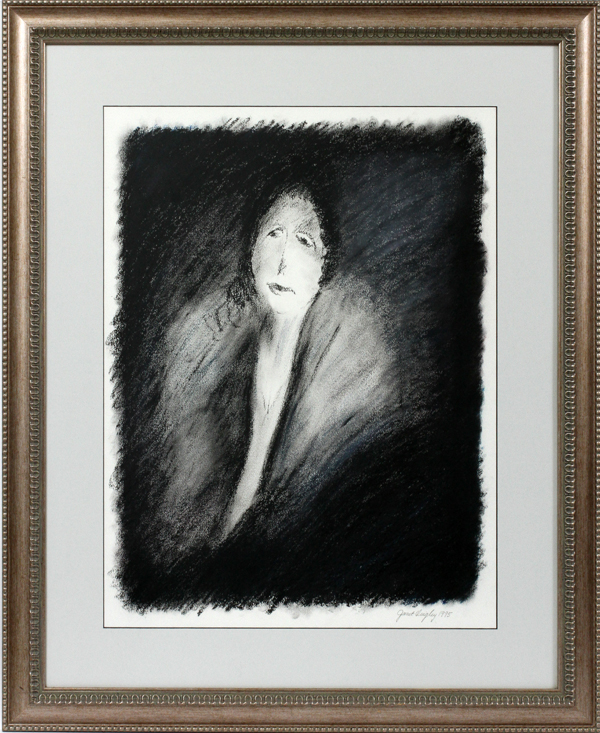 JANET QUIGLEY CHARCOAL, 1975, H 27", L 21", PORTRAIT OF A WOMAN:  Signed and dated lower right.